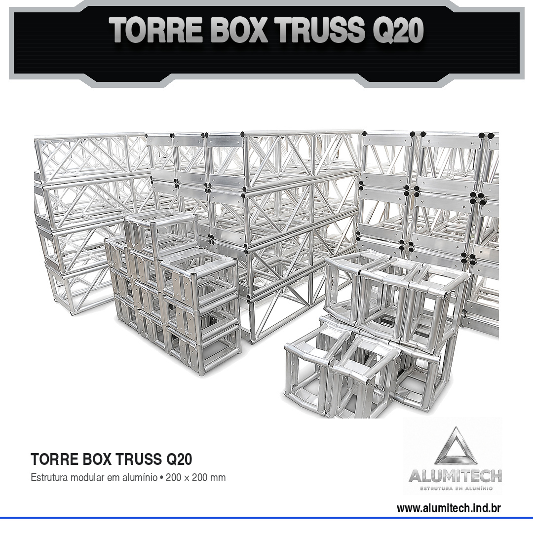 Torre de Box truss Alumínio Q20 de 1 metro - Imagem 3