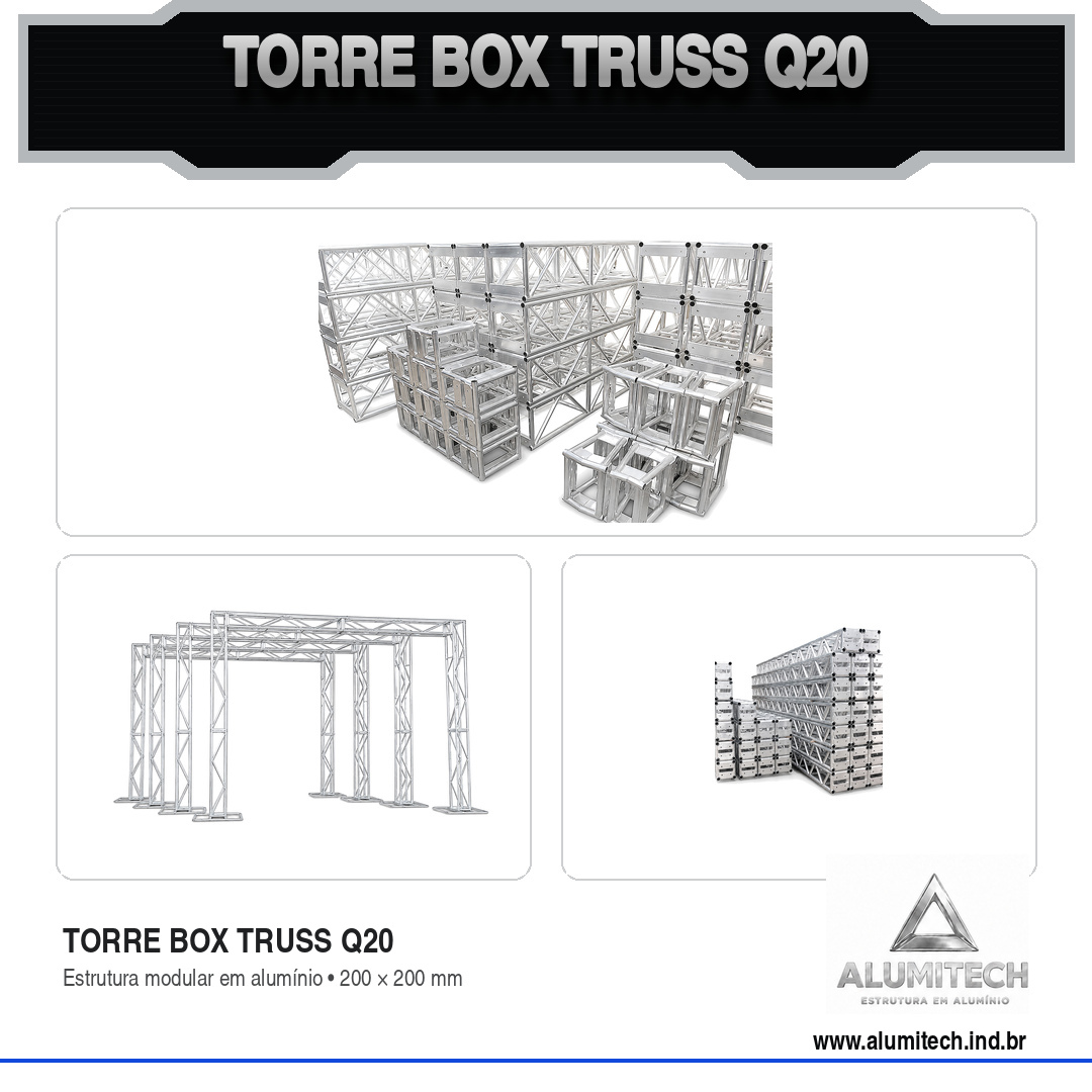 Torre de Box truss Alumínio Q20 de 1 metro