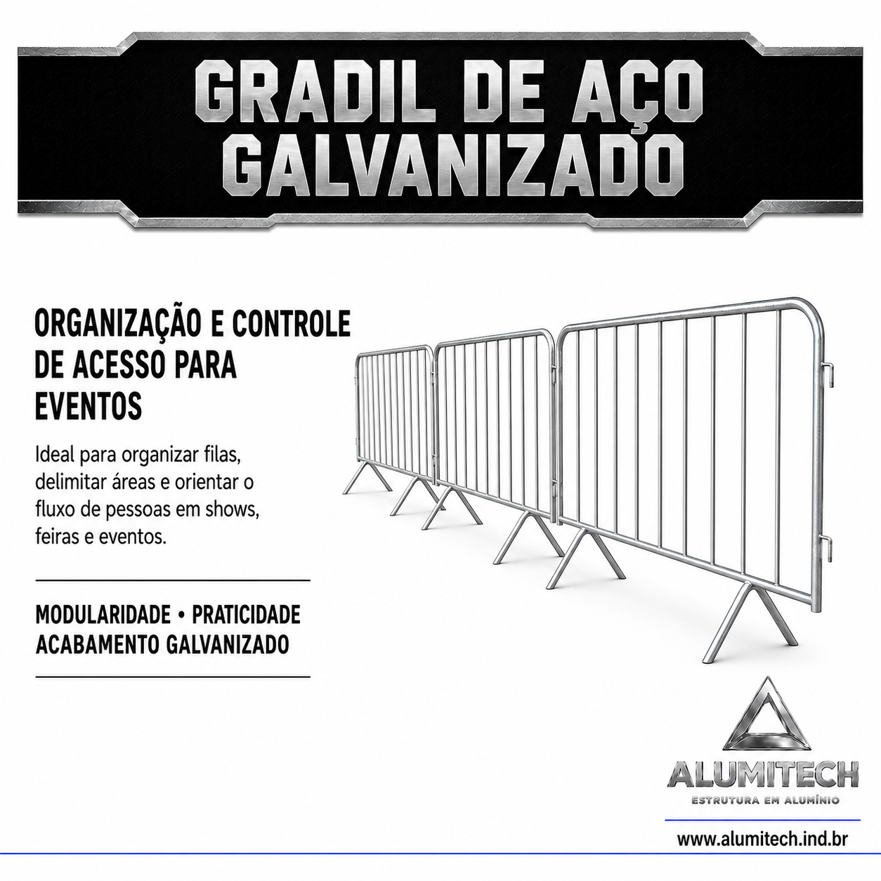 Gradil de Aço Galvanizado 1,3 metros