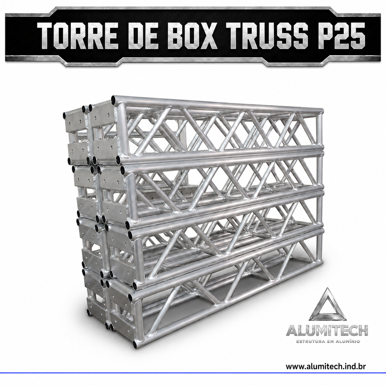 Torre de Box truss Alumínio P25 de 3 metros - Imagem 5