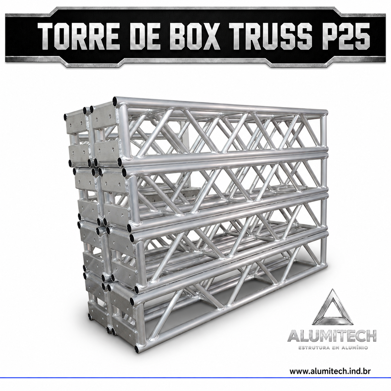 Torre de Box truss Alumínio P25 de 3 metros - Imagem 9