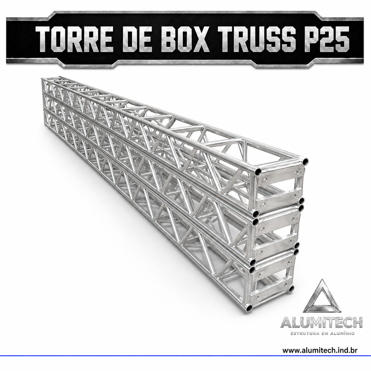 Torre de Box truss Alumínio P25 de 3 metros - Imagem 7