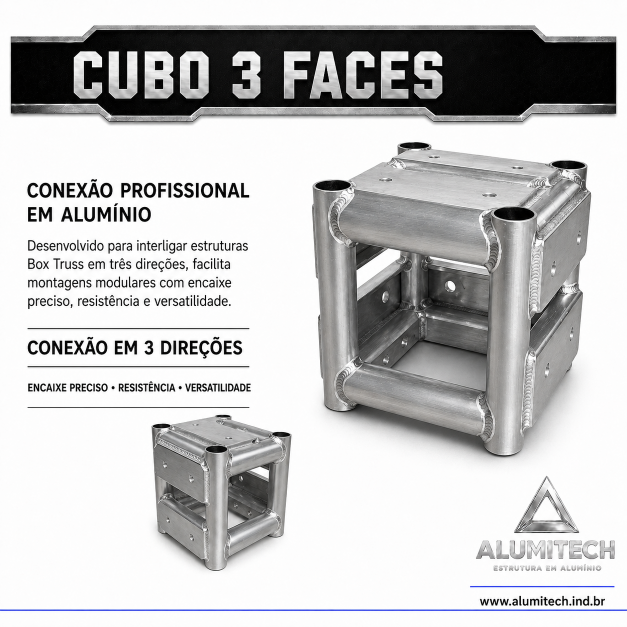 Cubo de 3 Faces para Box Truss L25