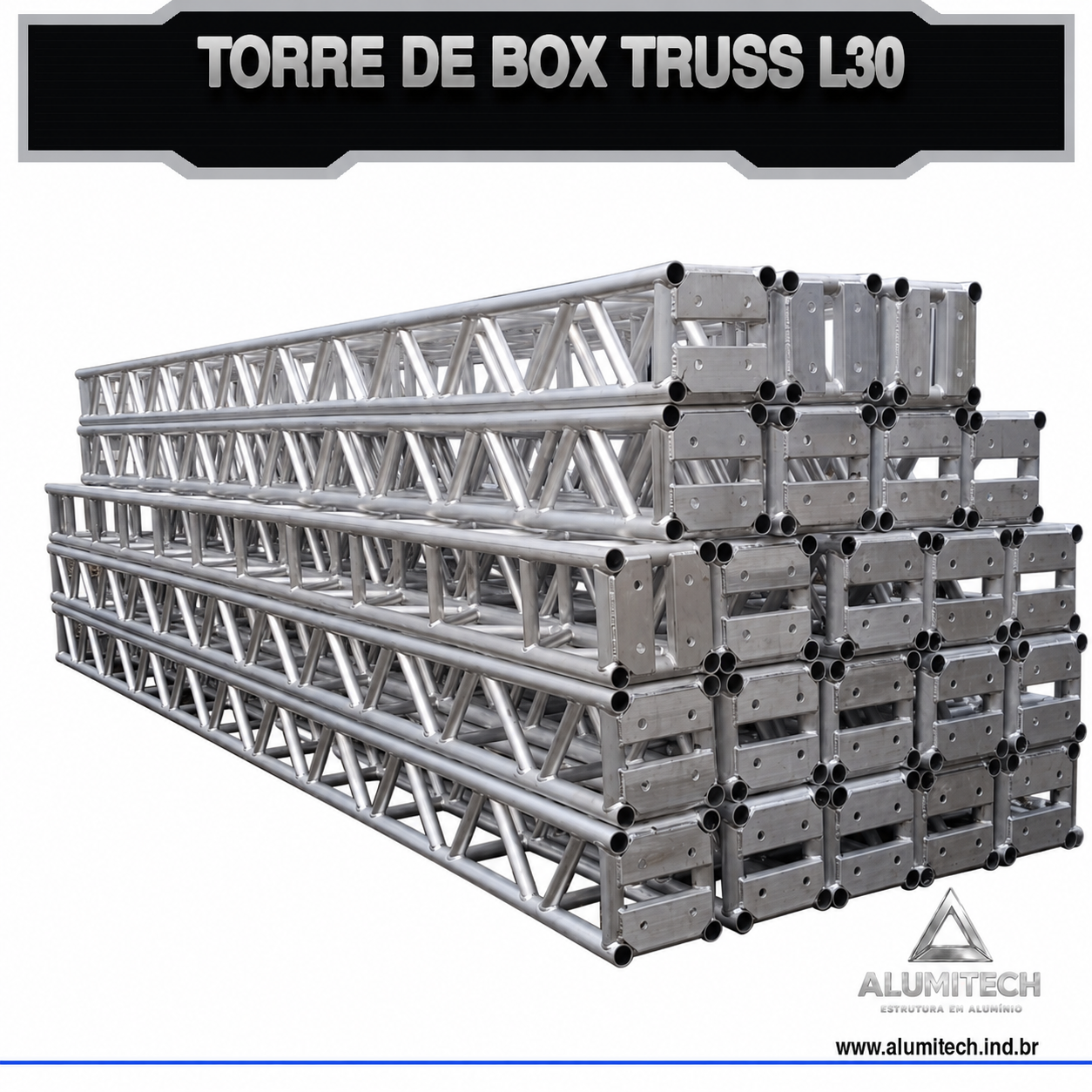 Torre de Box truss Alumínio L30 de 0,5 metro - Imagem 4