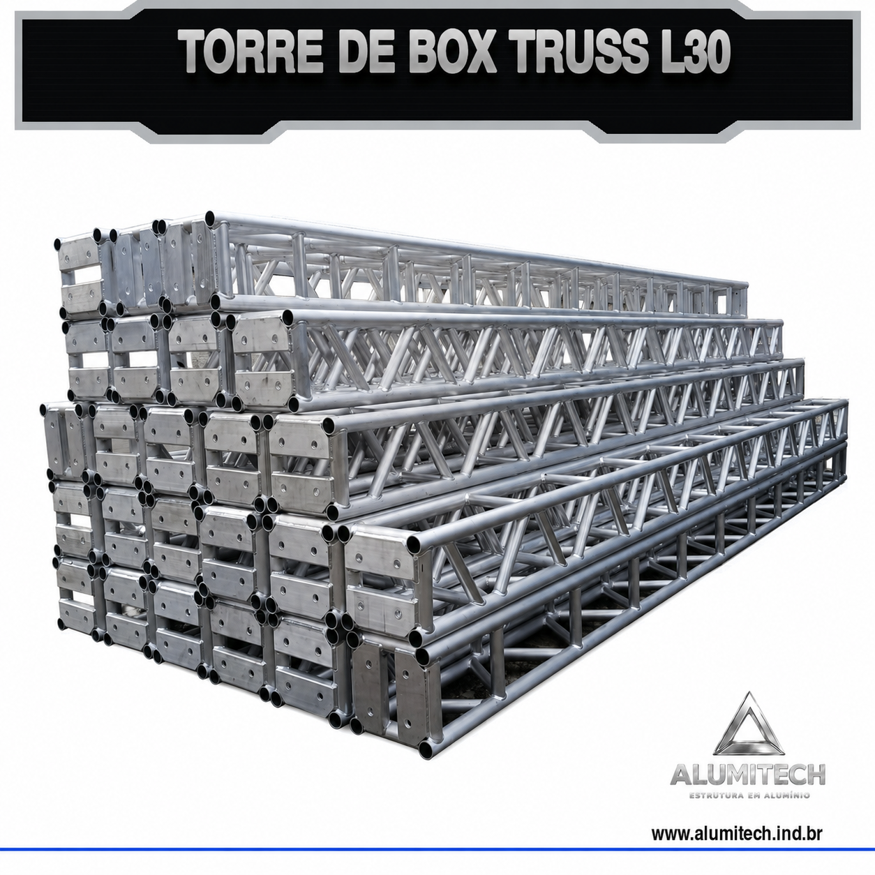 Torre de Box truss Alumínio L30 de 0,5 metro - Imagem 2