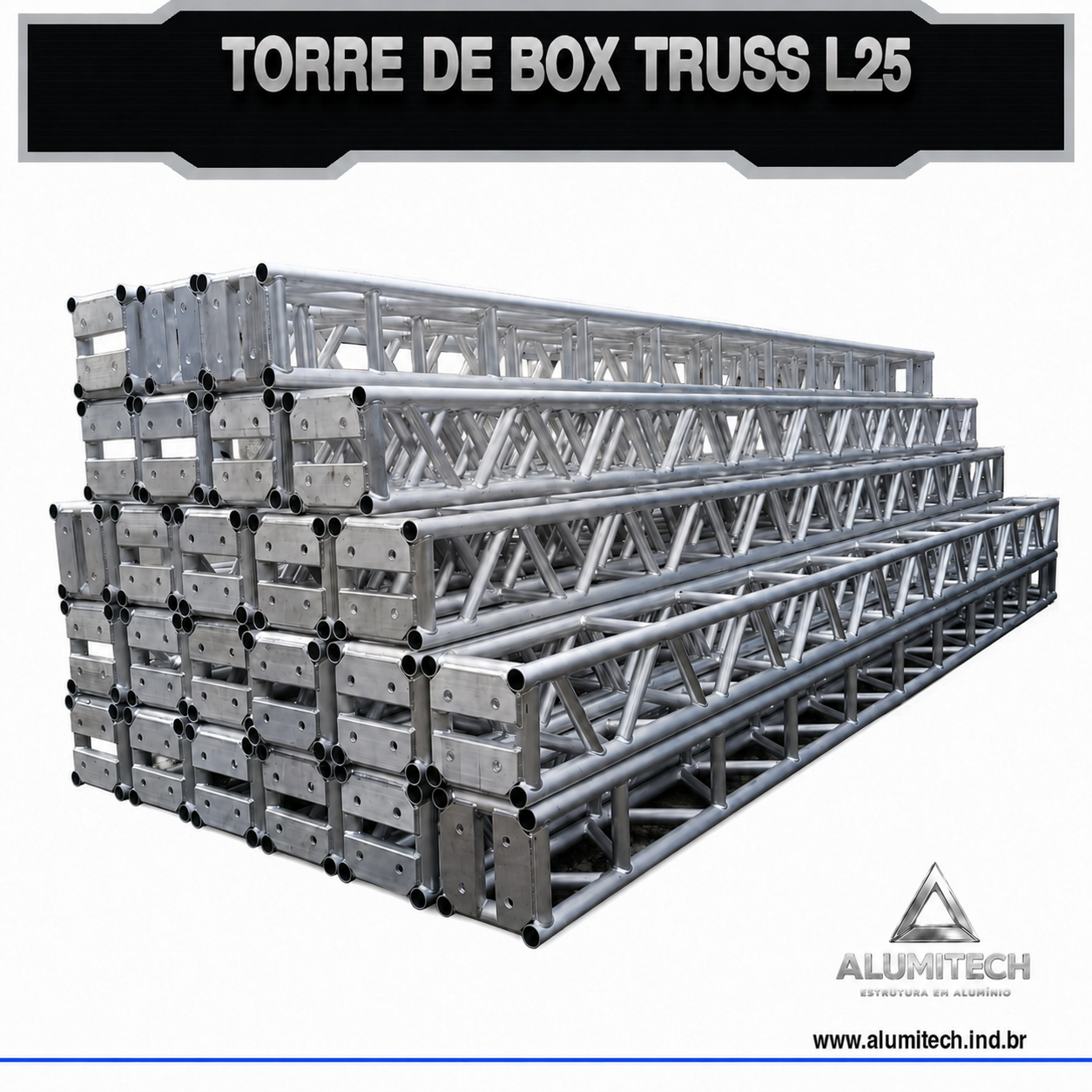 Torre de Box truss Alumínio L25 de 1 metro - Imagem 3