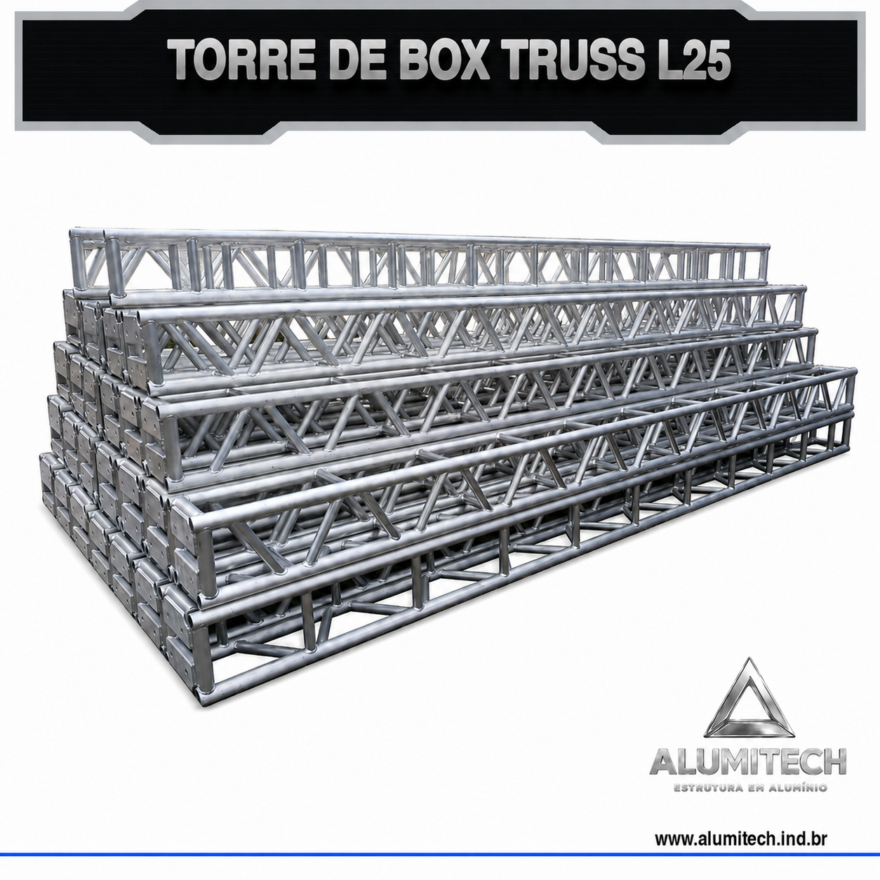 Torre de Box truss Alumínio L25 de 1 metro - Imagem 2