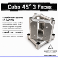 Cubo 45º 3 Faces de Alumínio Linha Q15