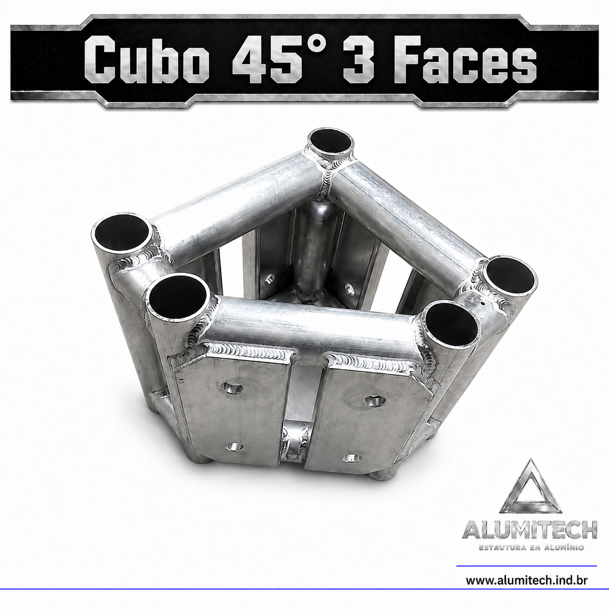 Cubo 45º 3 Faces de Alumínio Linha Q20 - Imagem 2